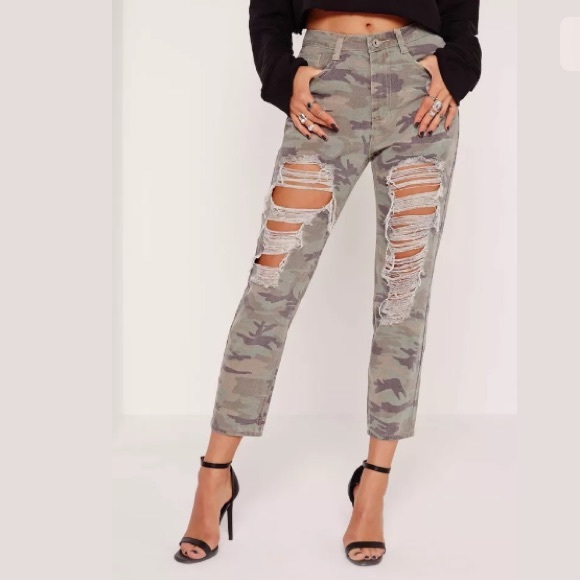 Women’s NWT Camo Shredded High Waist Pants, 4P - Picture 4 of 8